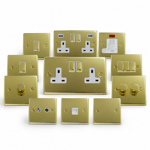 Polished brass light switches - light,