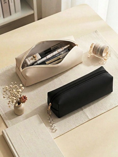 Leather pencil case zipper - leather,