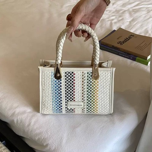 White woven rainbow - rainbow, plaid