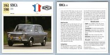 Simca - 1000 - 1961-80 Popular - Classic Cars Collectors Club Card