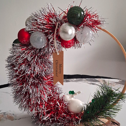Christmas 18in tinsel hoop - christmas,