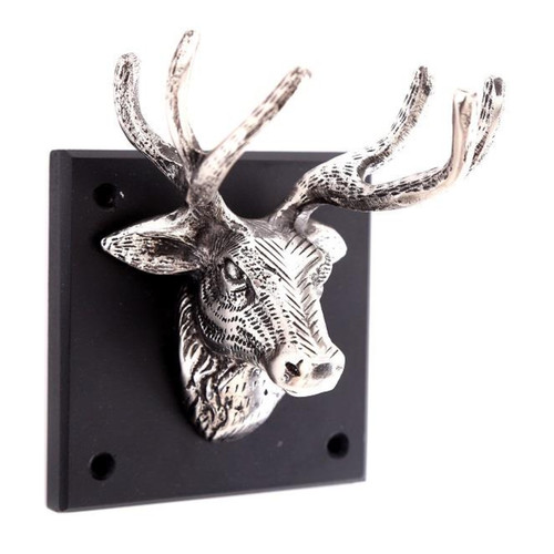 Stag head wooden base - wooden,