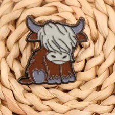 Enamel Lapel Pin Cute Metal Badge Scottish Gift Brooch Highland Cow Coo