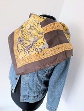 Vintage Womens Cheetah Print Retro Square Neck Scarf Animal Headscarf