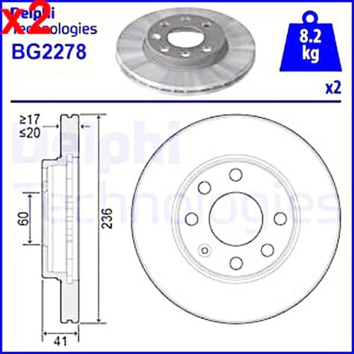 Delphi brake disc - 2x, opel