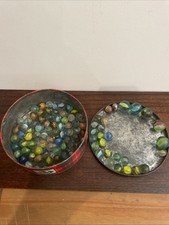 Job Lot Of Vintage Marbles X100 In Tin