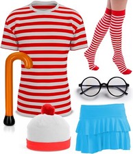 Adult Women Wheres Wally Costume Set World Book Day Hen Night Fancy Dress Outfit