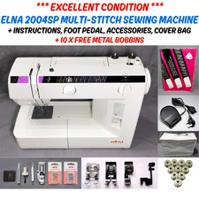ELNA 2004SP SEWING MACHINE + FOOT PEDAL, ACCESSORIES, INSTRUCTIONS, COVER