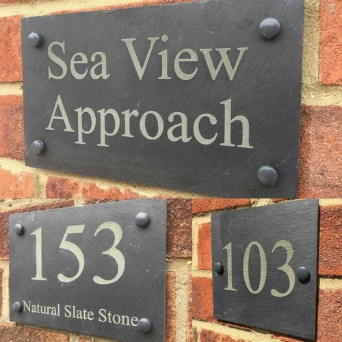 Rustic slate house gate sign - rustic,