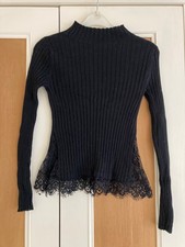 Ladies Black Skinny Rib Jumper