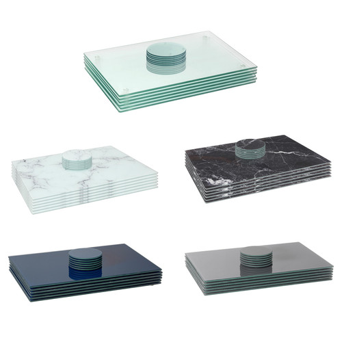 12pc rectangle glass placemats - 12pc,