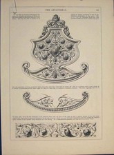 Original Old Antique Print Engraving Headboard Cradle Fine Art