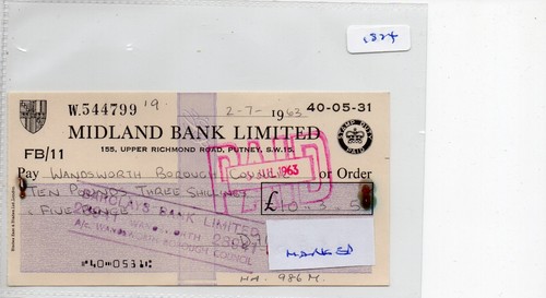 Cheque used - -,