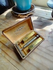 Rare Vintage Leather Cased Gillett Gentlemans Aristocrat Razor Set