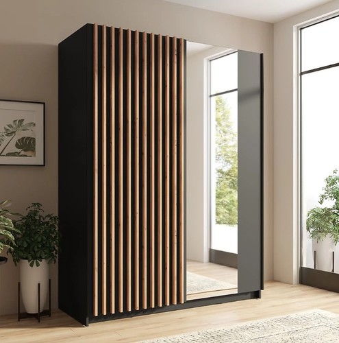 Black sliding wardrobe - black, –