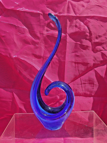 Murano blue white swirl - white,