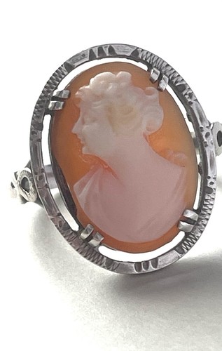 Cameo ring 800 silver - cameo, left