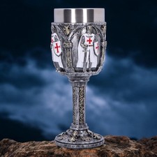 Valiant Knight Chalice Medieval Gothic Art Goblet Templar Cross Decor Crusader