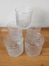 5 Ravenhead Siesta Whisky Tumbler Glasses 1970s Bark Effect Pattern Vintage 