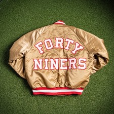 90s Vintage Chalk Line San Francisco 49ers Satin Gold NFL Jacket Forty Niners L