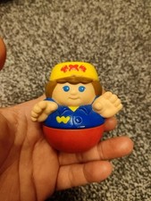 Vintage 1987 Playskool Weeble Wobble Figure , Brown Hair  – Rare Retro Toy