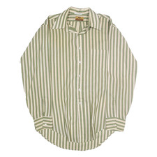 VAN HEUSEN Mens Green & Cream Stripe Shirt XL Long Sleeve Button Casual