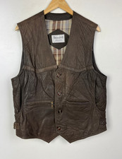 Real Leather Waistcoat Vest Size Large 42" Men`s Gilet Dark Brown Vintage