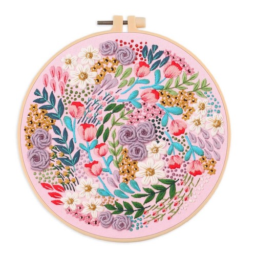 Clustered floral embroider kit - clustered,