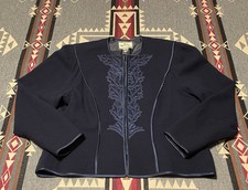 Janice Wainwright Blue Pure New Wool Evening Jacket Women’s Sz 10 HR