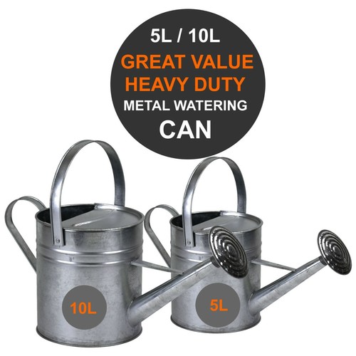 Galvanised metal watering can - galvanised,