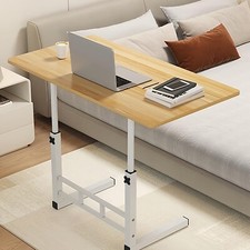 Laptop Desk On Wheel Table Natural Portable Workstation Adjustable Over Bed New