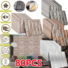 80PCS Large 3D Tile Brick Wall Stickers Soft Self-adhesive Waterproof Foam,Panel