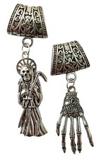 HEAD SCARF FLORAL BAIL SLIDER RING GRIM REAPER SKELETON Charm Pendant Gift + Bag