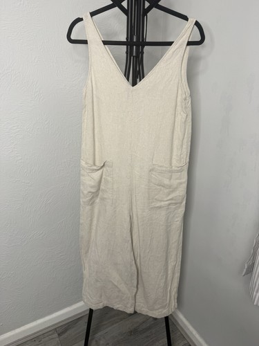 Beige linen blend v neck - v,