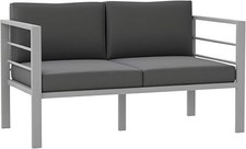 Outsunny 2 Seater Garden Sofa, All-Weather Garden Loveseat with Removable Cushio