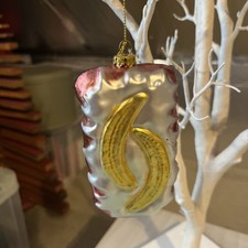 BANANA BREAD Blown Glass Christmas Tree Ornament Bauble PAPERCHASE food