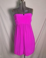 Alice And Trixie Hot Pink Silk Strapless Mini Dress Made In NYC USA Bright M