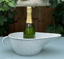 LARGE VINTAGE FRENCH ENAMEL BASIN JUG, GRANITEWARE SPECKLE MARBLED - 1950s 