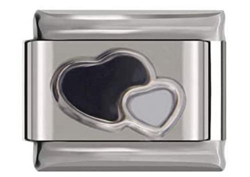 Double heart italian charm - double,