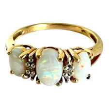 Opal & Diamond Ring 9ct Gold