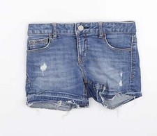 Gap Girls Blue Cotton Blend Hot Pants Size 8 Years Reg  Distressed hem