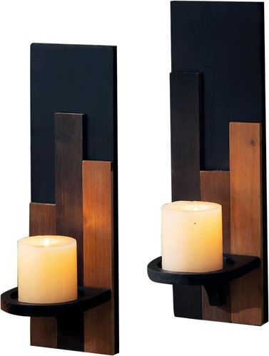 Wood rustic candle - rustic, sconces