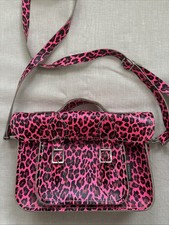 Zatchels Pink Leopard Print Crossbody Leather Satchel Bag 