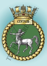 HMS CENTAUR CREST ON A METAL