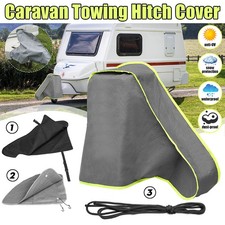Universal Waterproof Caravan Tow Hitch Grey Cover + Strap Green Strip Breathable