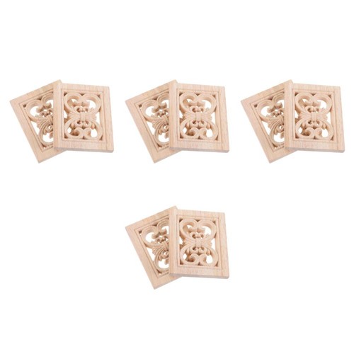 Hand carved wood appliques set - wood,