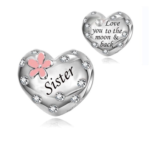 Sister pink flower charm - pink,