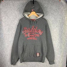 Ecko UNLTD Vintage Graphic Script Spellout Logo Hoodie Hooded Sweatshirt Grey L