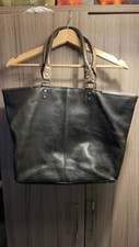 Womens Kenneth Cole real leather black tote holdall shopper bag VGC
