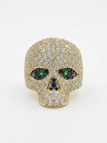 Skull head ring green eyes - skull,